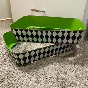 MSC Metal Casserole Holder Set Of 2 Green And Black